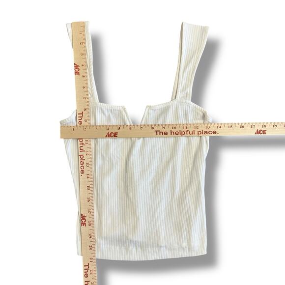 Free People Intimately Ribbed White‎ V-Notch Cami Tank Top Cotton Stretch - Picture 3 of 6